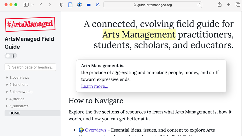 ArtsManaged Field Guide